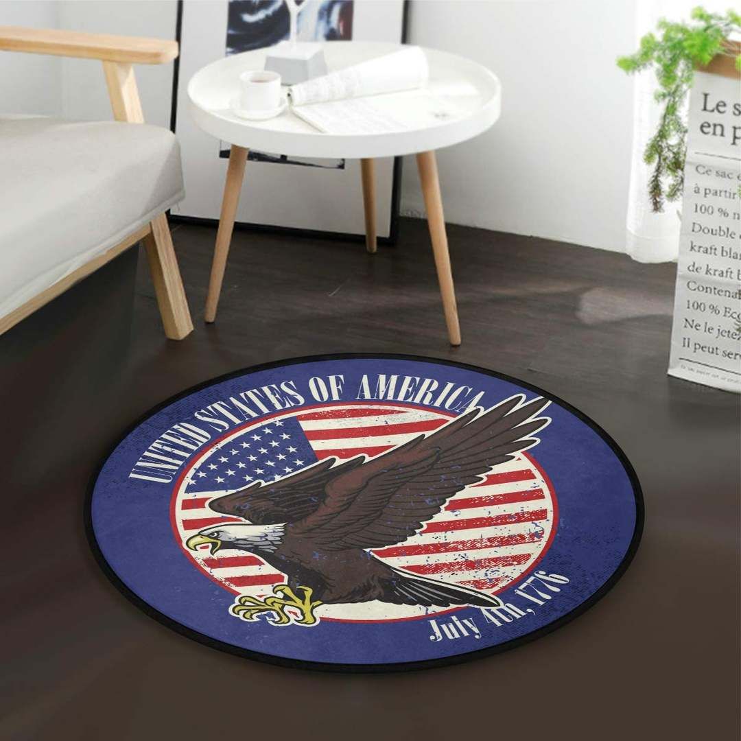 American Flag Eagle Round Carpet