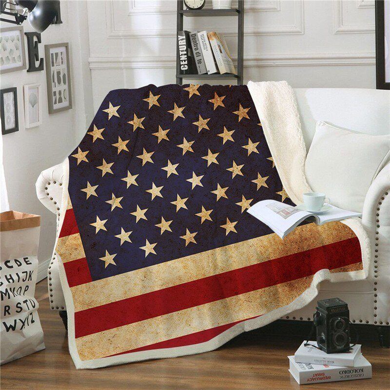American Flag Sherpa Fleece Blanket