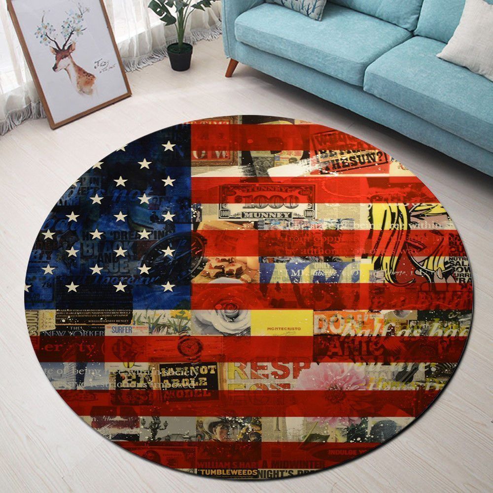 American Flag Money Round Carpet