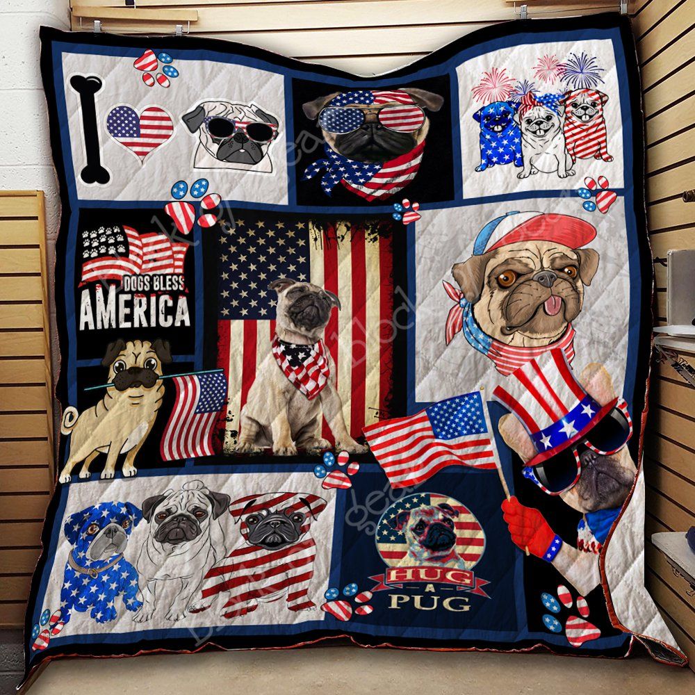 American Flag Pug Quilt Th769 Dhc11123352Dd