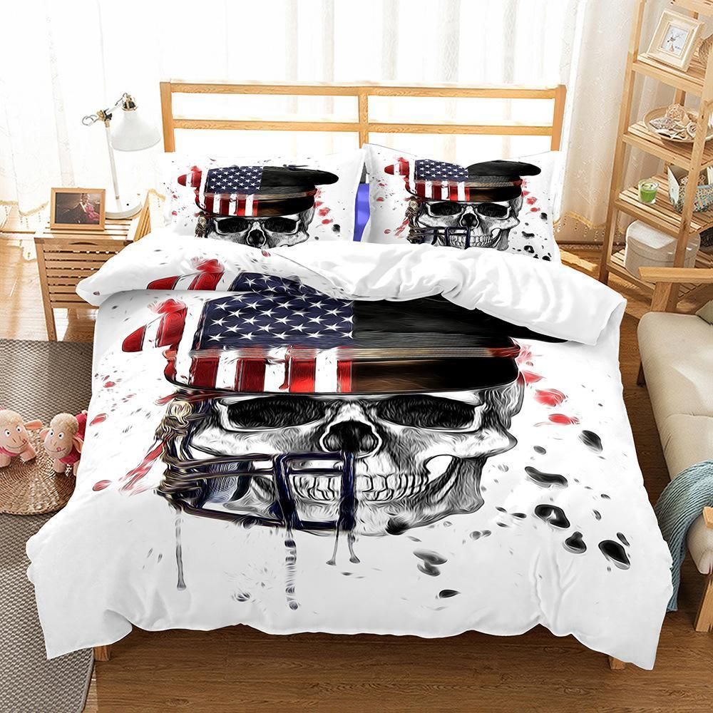 American Flag Skull Bedding Set