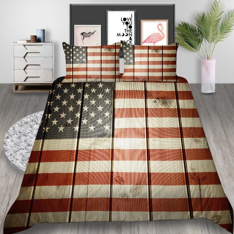 American Flag Stripes Printed Bedding Set