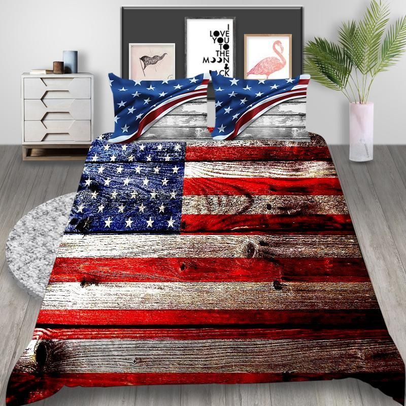 American Flag Vintage Printed Bedding Set
