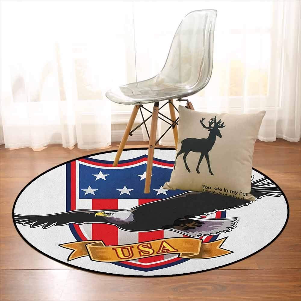 American Flag With Eagle Round Carpet