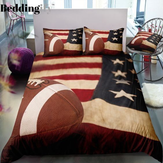 American Football Cotton Bed Sheets Spread Comforter Bedding Set