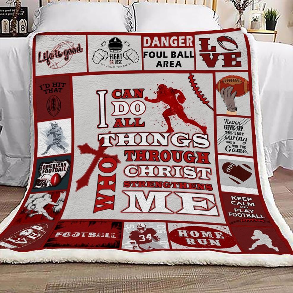 American Football Sherpa Fleece Blanket