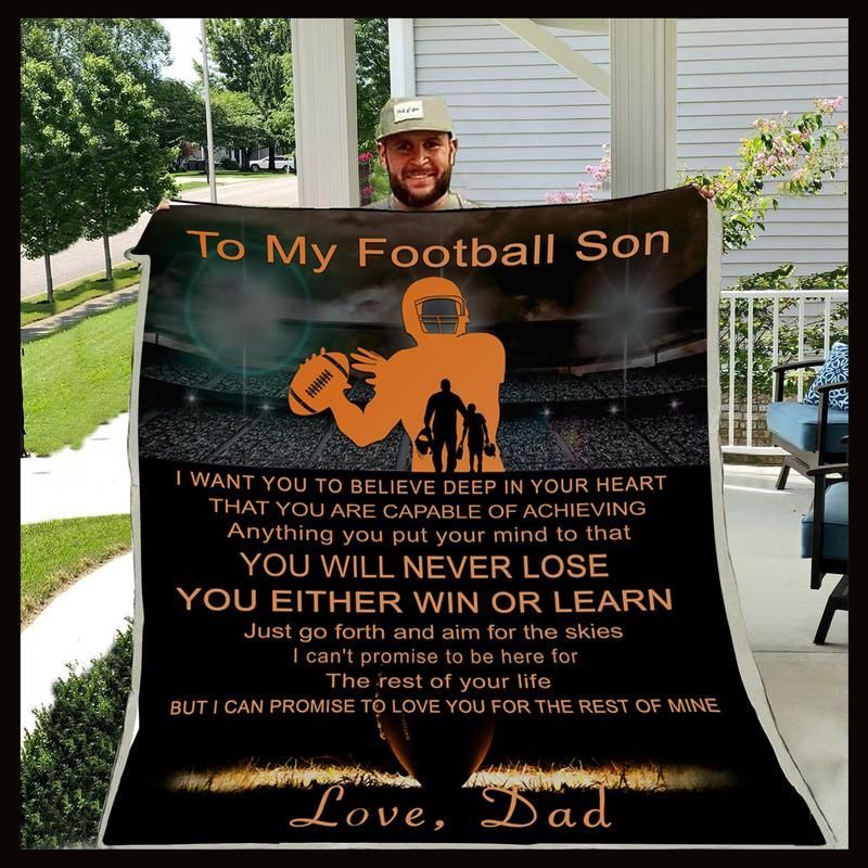 American Football Dad To Football Son I Want You To Sherpa Fleece Blanket
