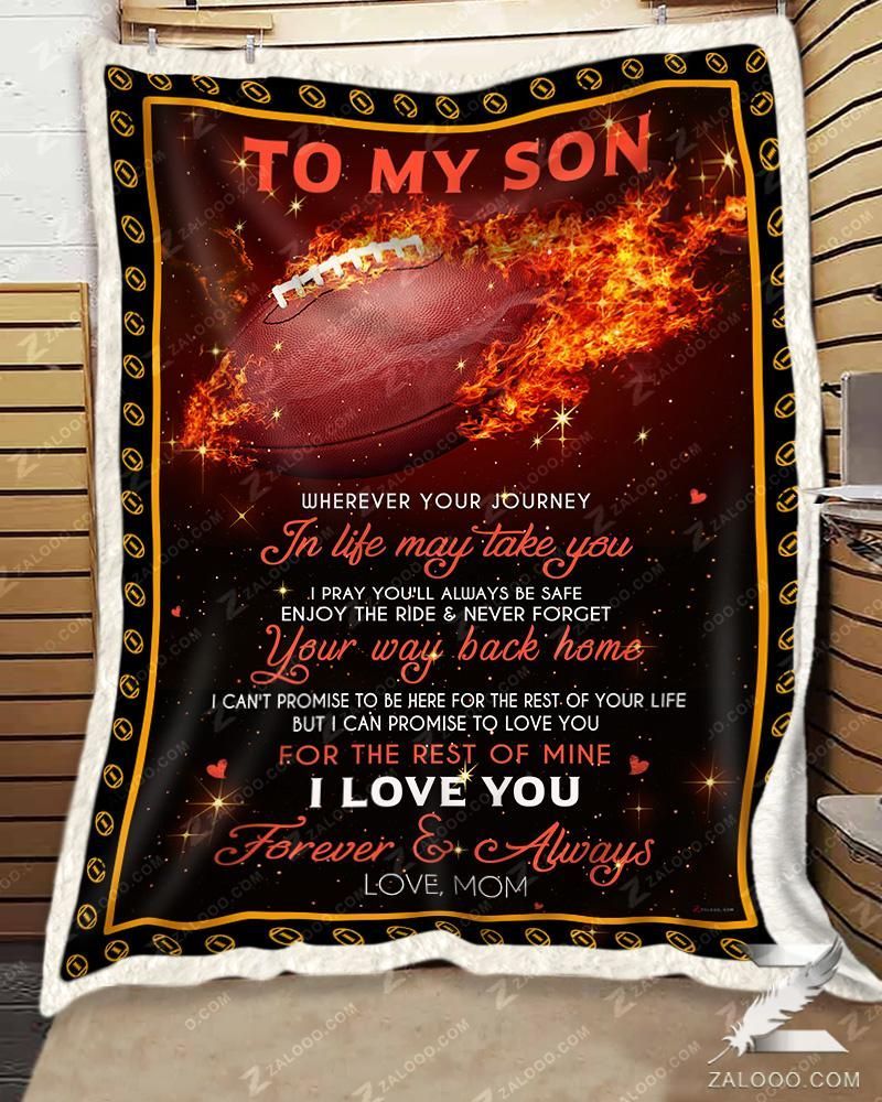 American Football For Son From Mom Journey Sherpa Fleece Blanket