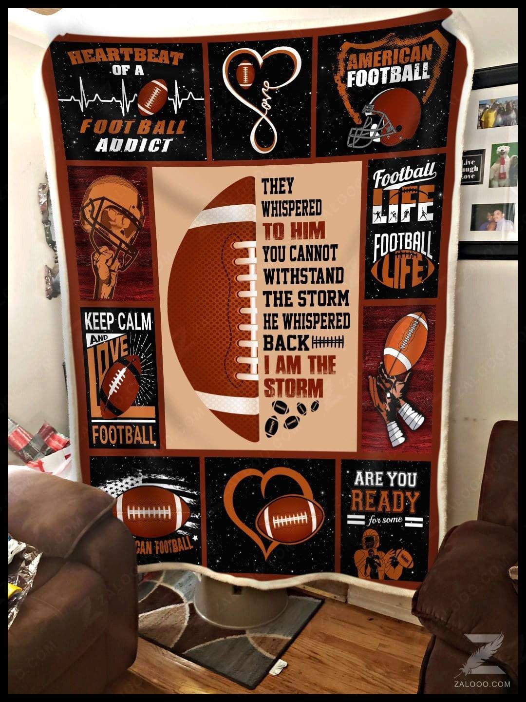 American Football I Am The Storm Sherpa Fleece Blanket