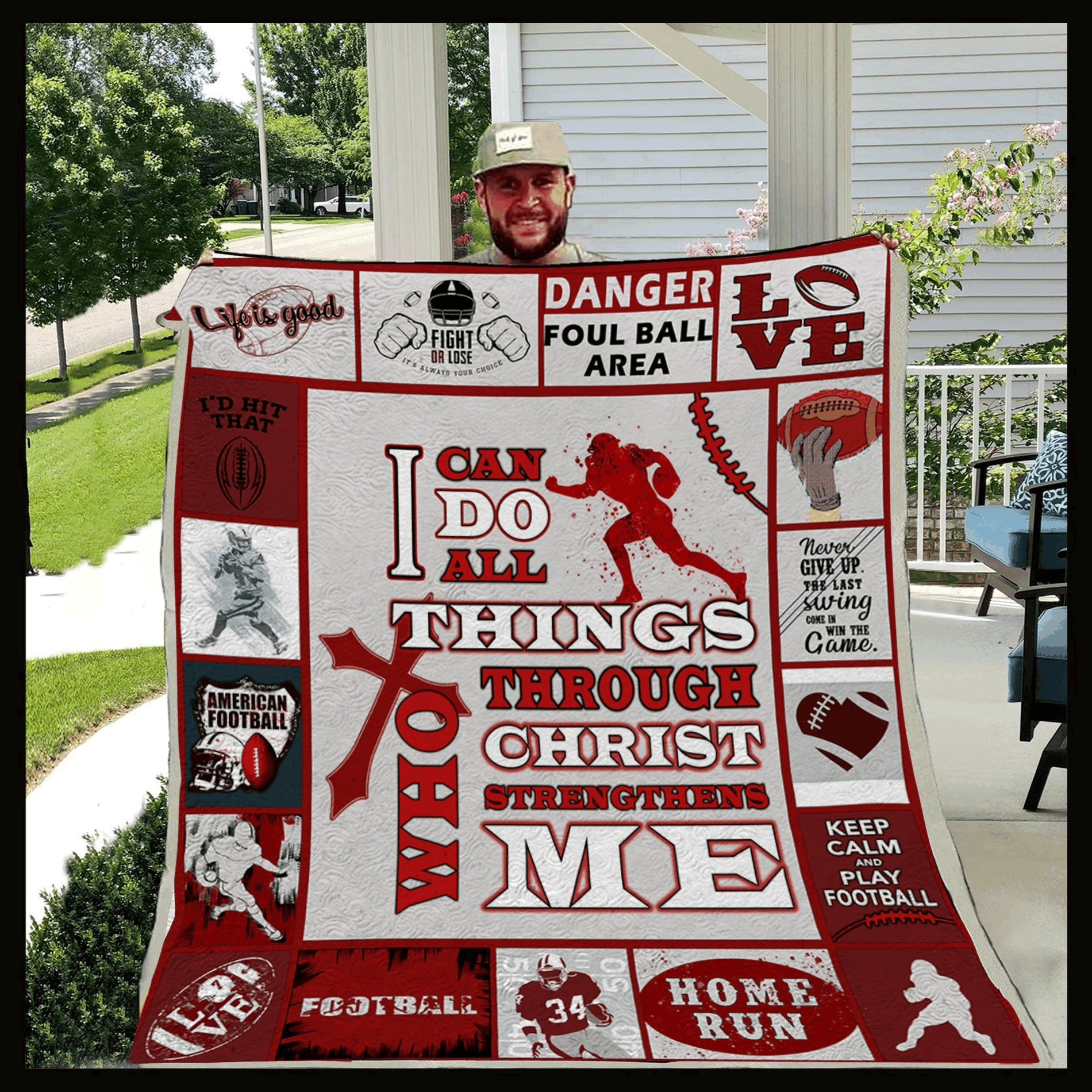 American Football I Can Do All Things Sherpa Fleece Blanket