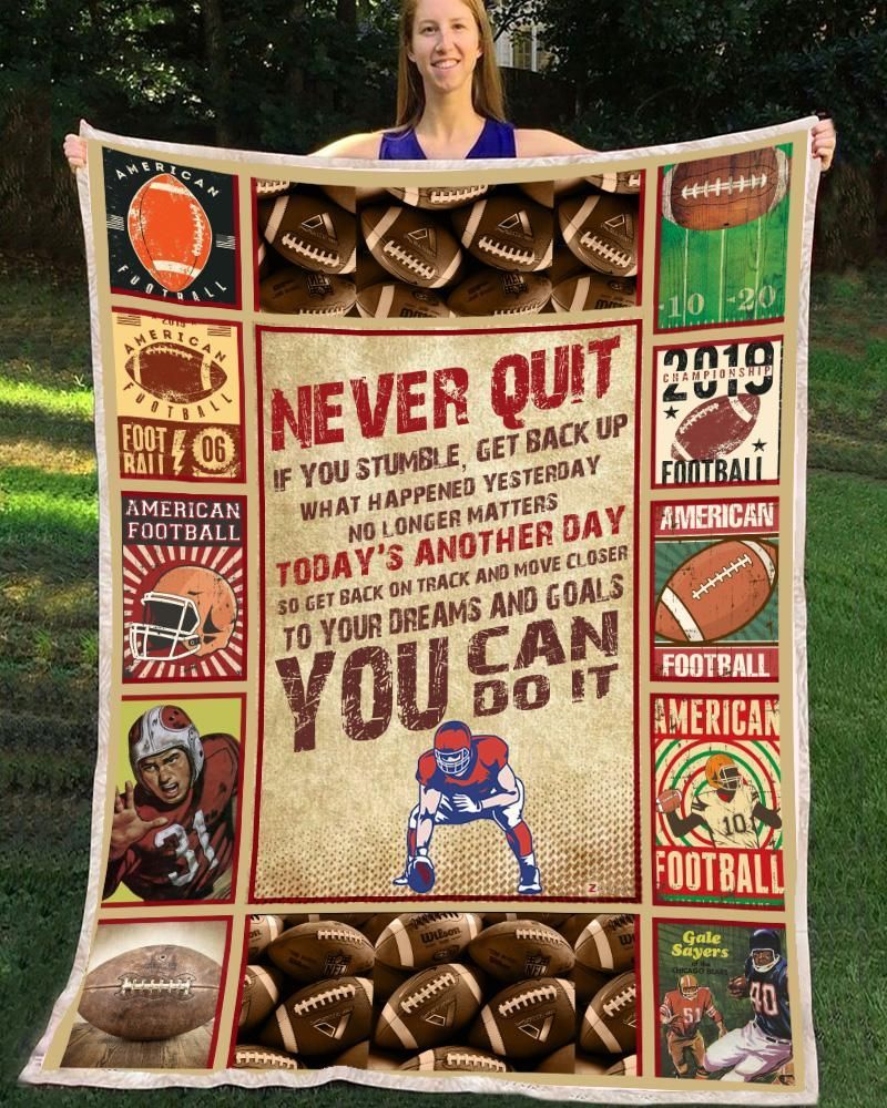 American Football Never Quit Sherpa Fleece Blanket