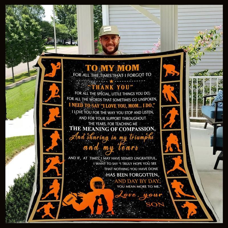 American Football Son To Mom Thank You Sherpa Fleece Blanket