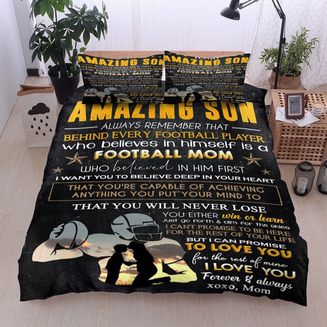 American Football To My Amazing Son From Mom Bedding Set