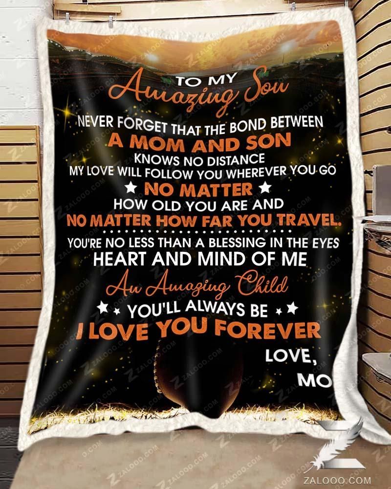 American Football To My Amazing Son I Love You Forever Sherpa Fleece Blanket