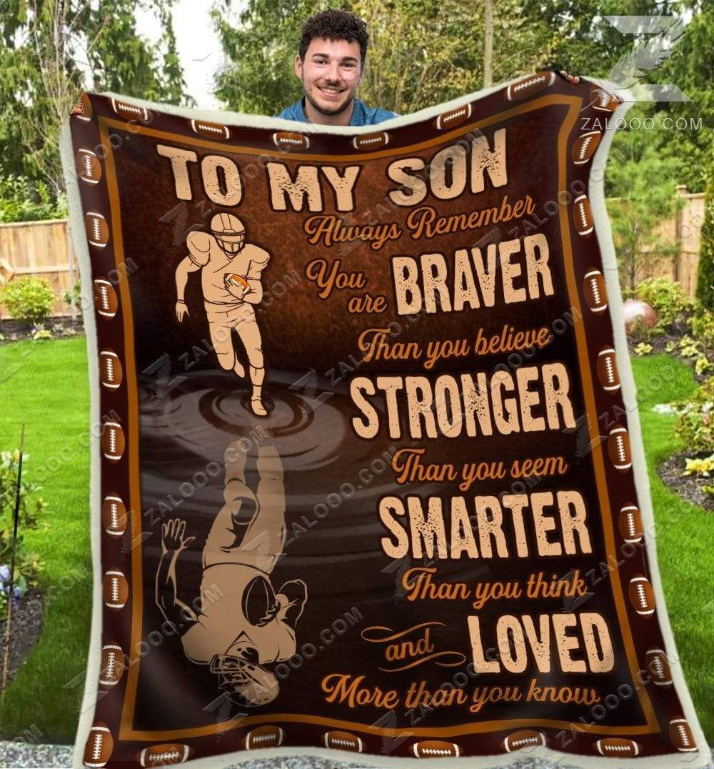 American Football To My Son Always Remember Sherpa Fleece Blanket