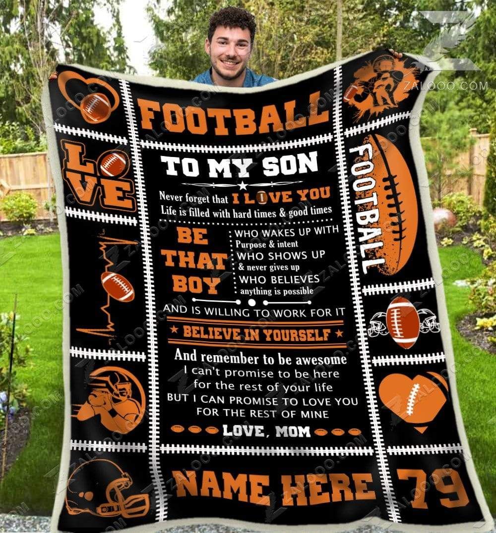 American Football To My Son Be That Boy Mom Sherpa Fleece Blanket