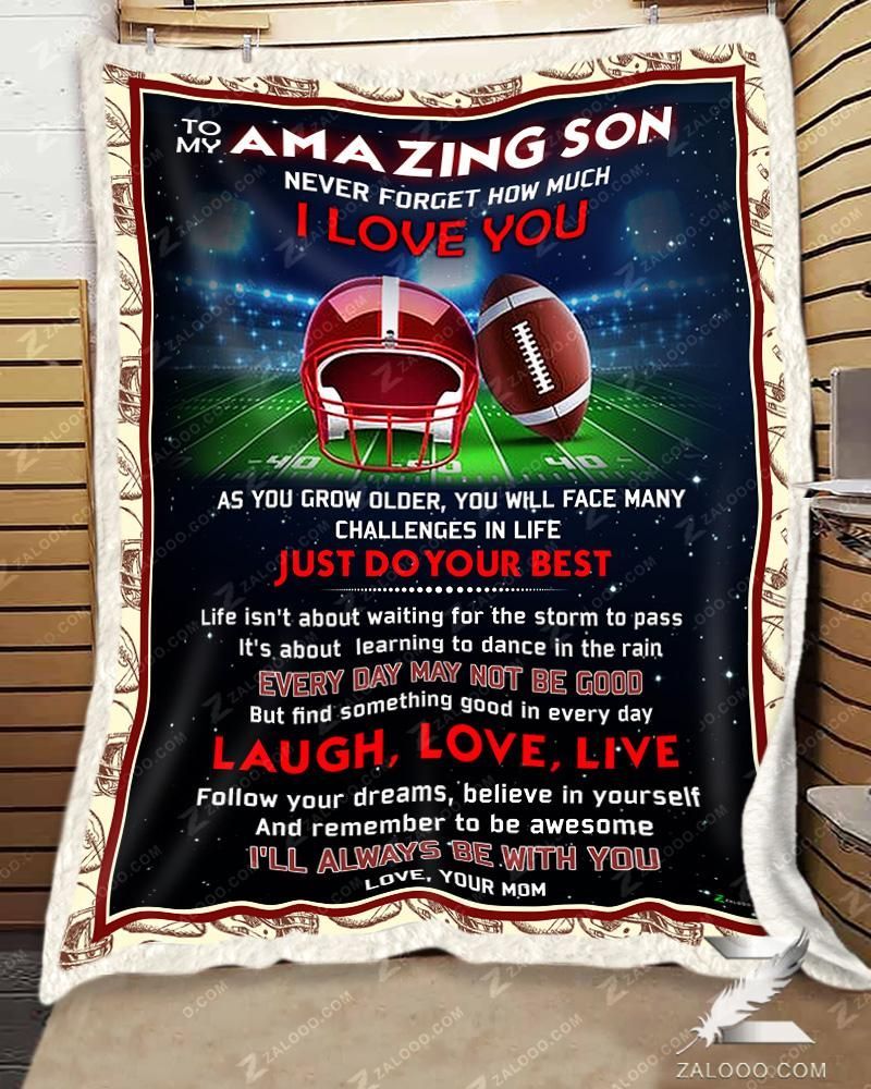 American Football To My Son Follow Your Dreams Sherpa Fleece Blanket