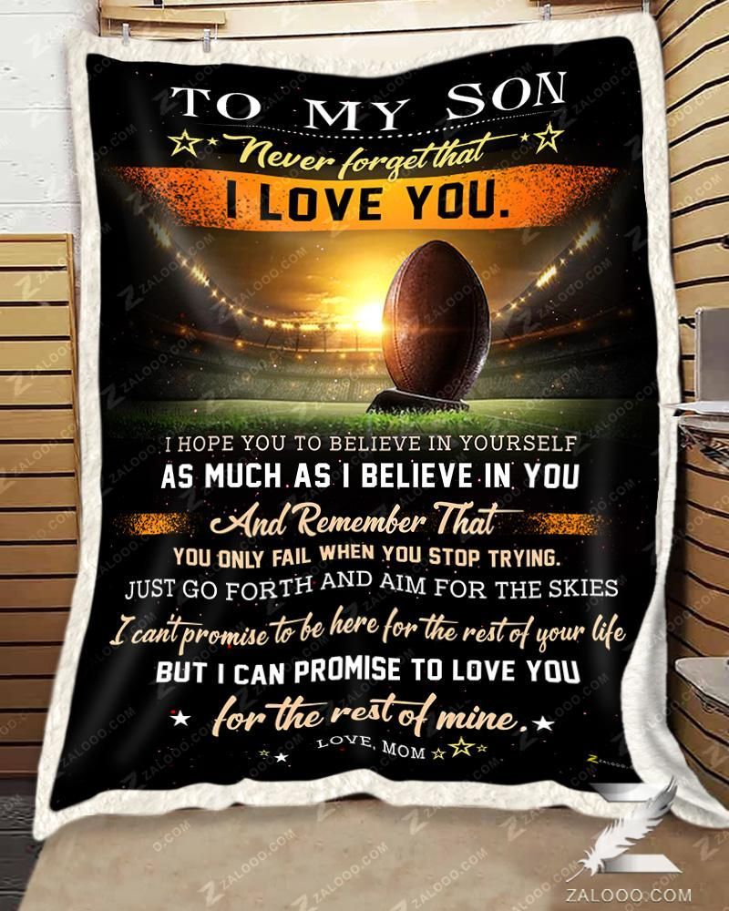 American Football To My Son I Believe In You Sherpa Fleece Blanket
