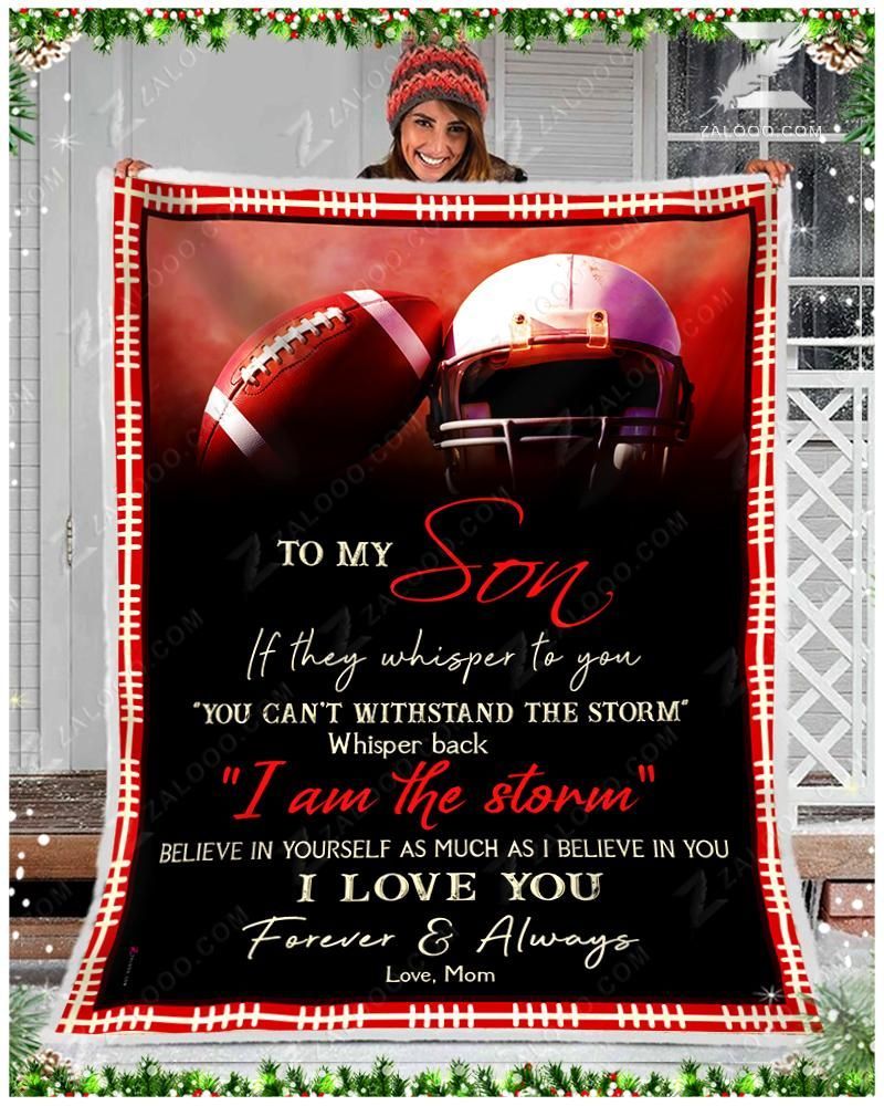American Football To My Son Love Mom Sherpa Fleece Blanket
