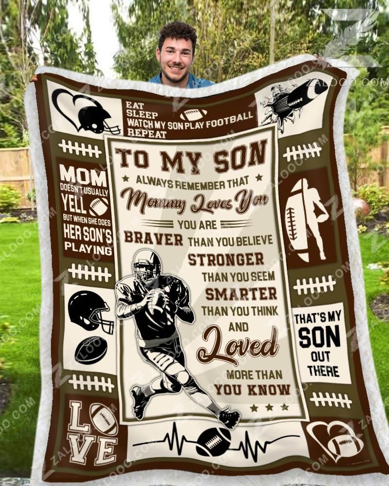 American Football To My Son Mommy Loves You Sherpa Fleece Blanket