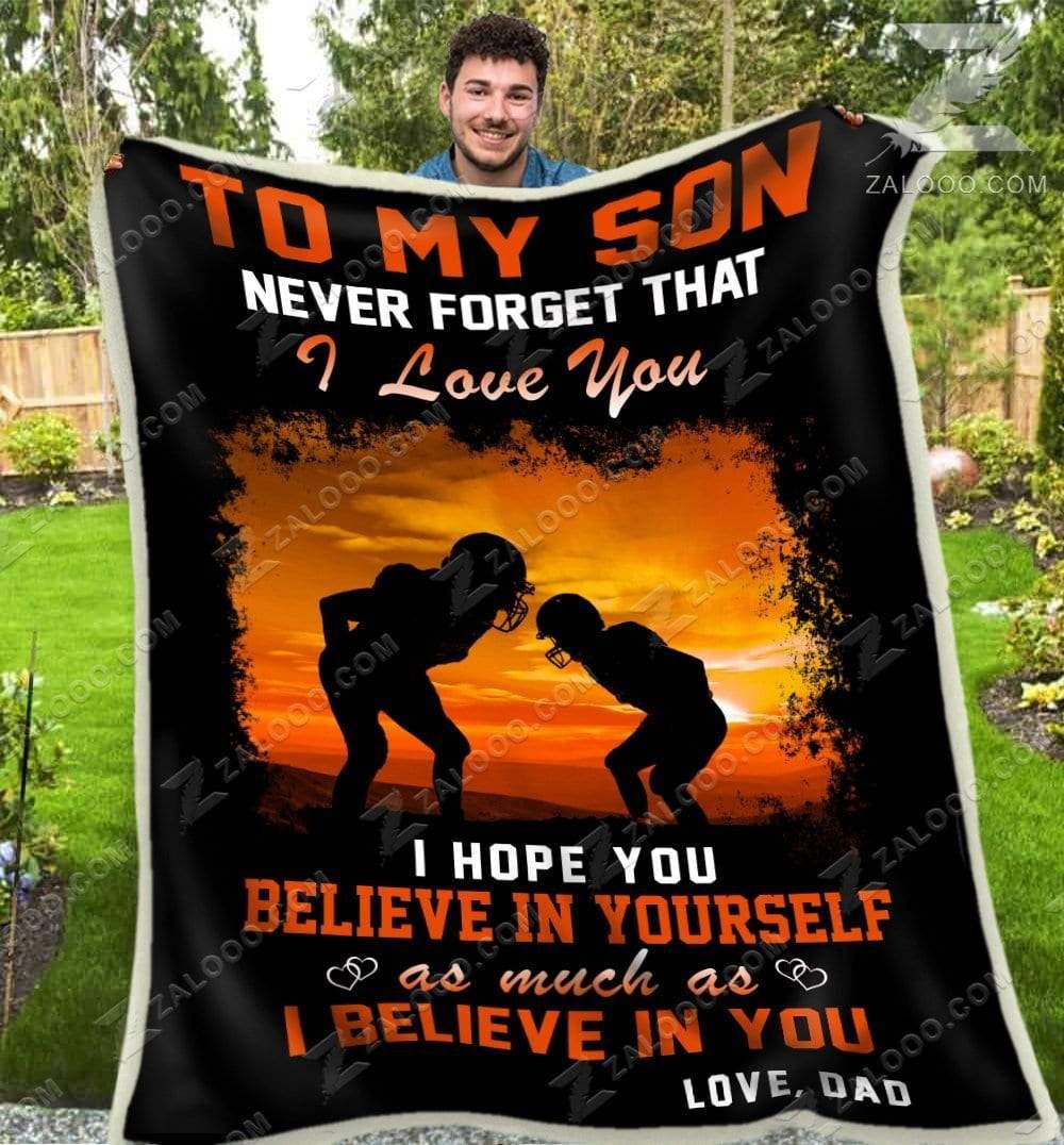 American Football To My Son Never Forget That Sherpa Fleece Blanket