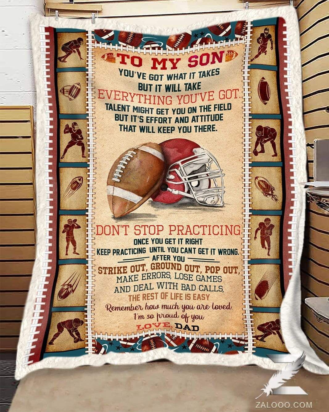 American Football To My Son You Have Got What It Takes Sherpa Fleece Blanket
