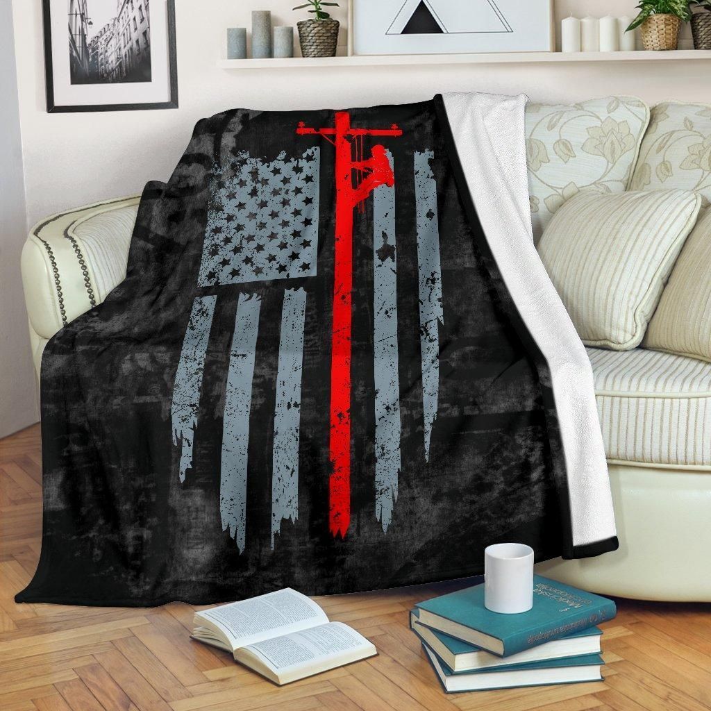 American Lineman Sherpa Fleece Blanket