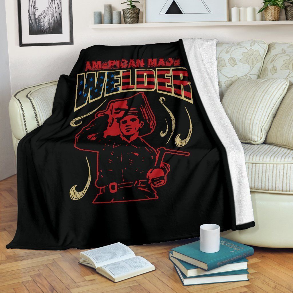 American Made Welder Sherpa Fleece Blanket