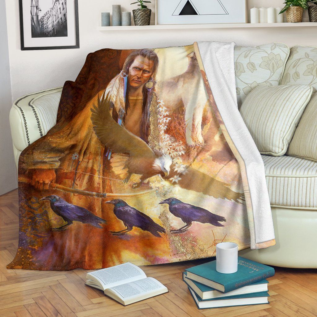 American Native Sherpa Fleece Blanket