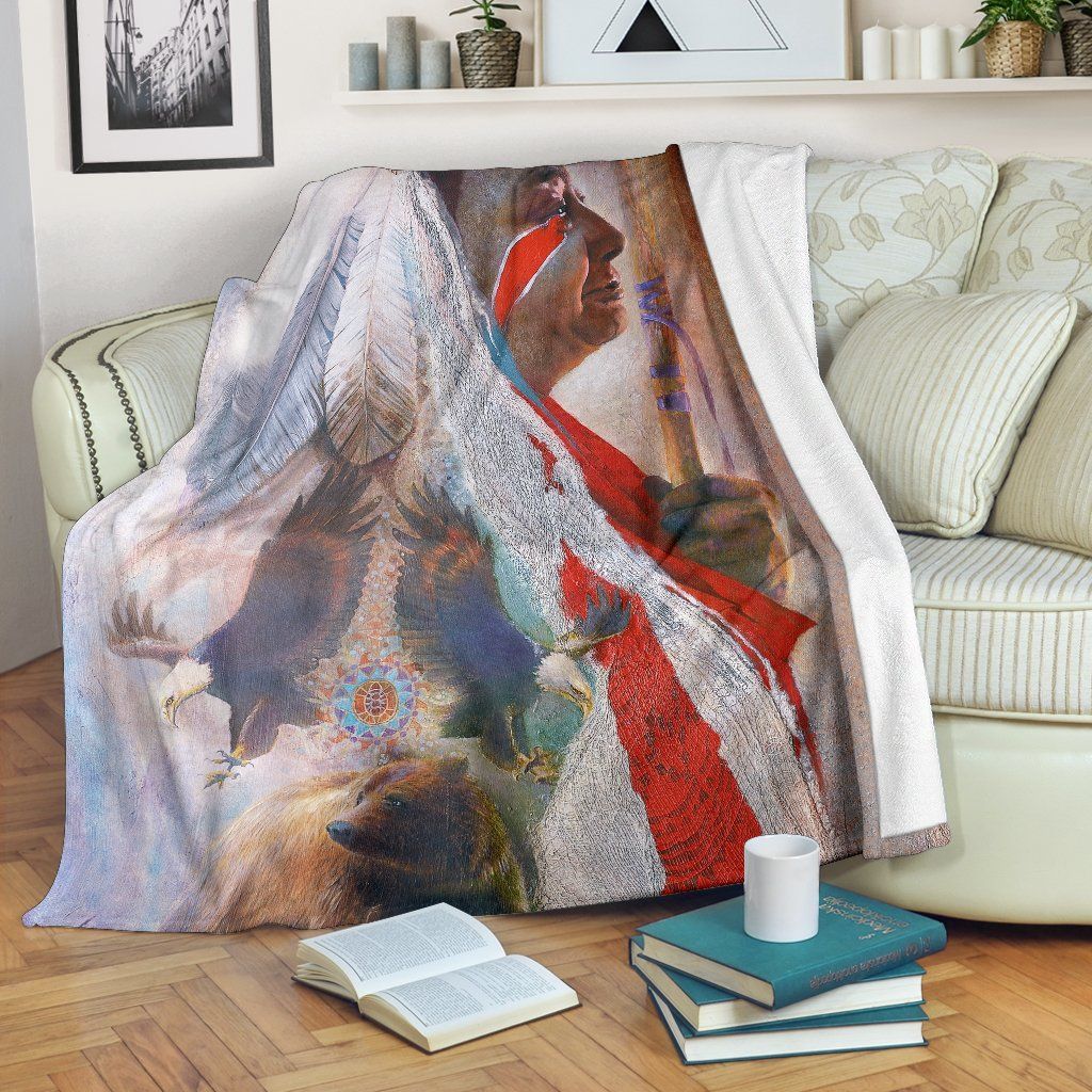 American Native Sherpa Fleece Blanket