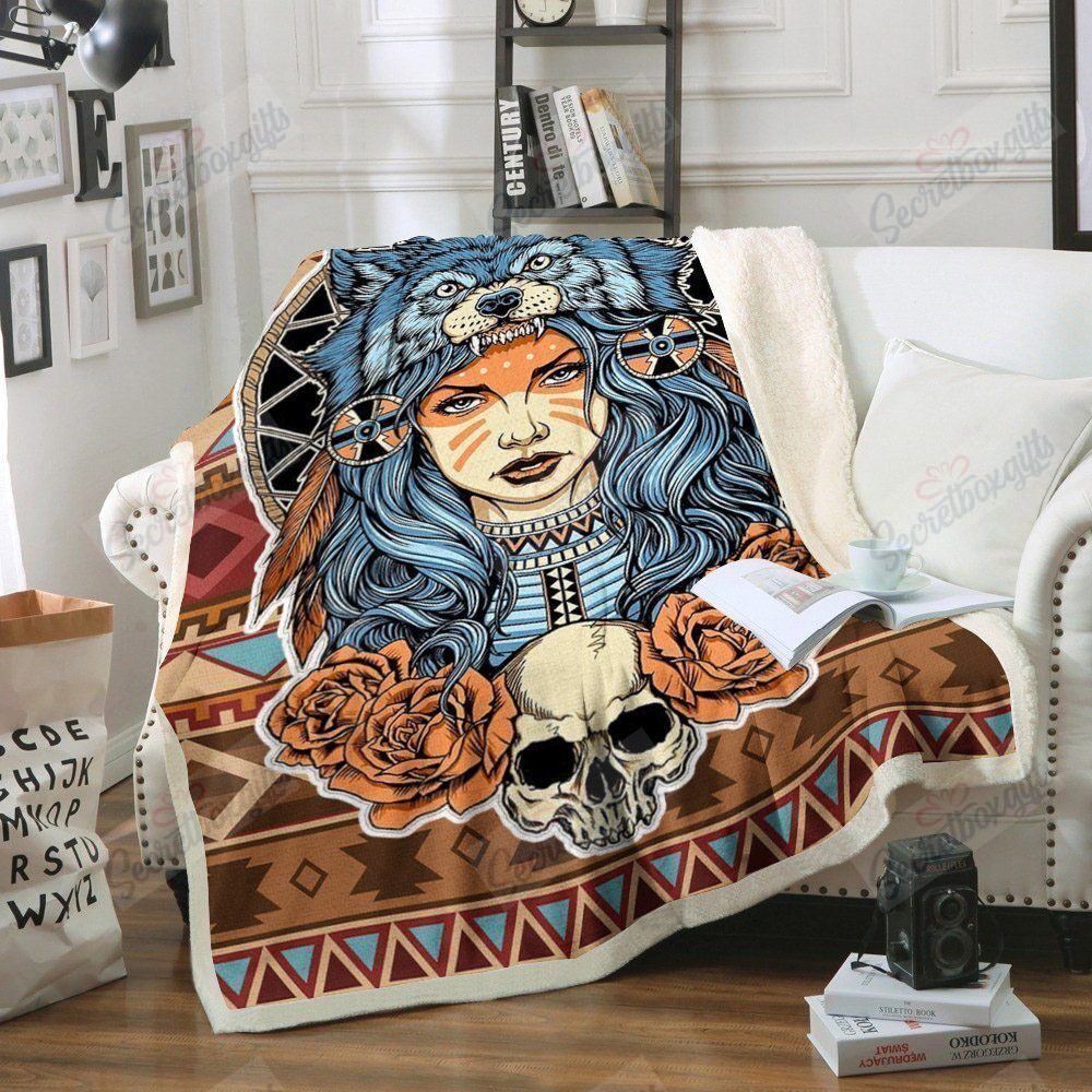 American Native Girl With Golf Fleece Blanket