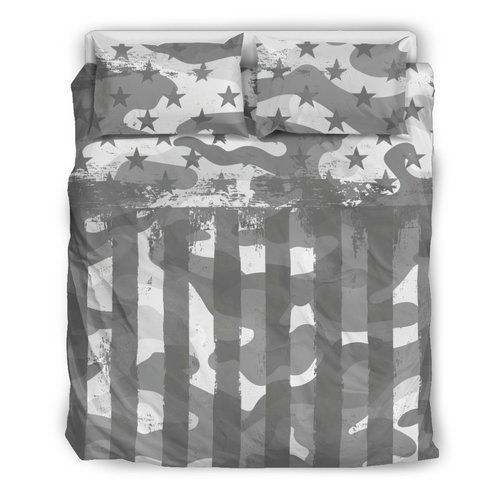 American Patriot Camouflage Grey Camo Bedding Set