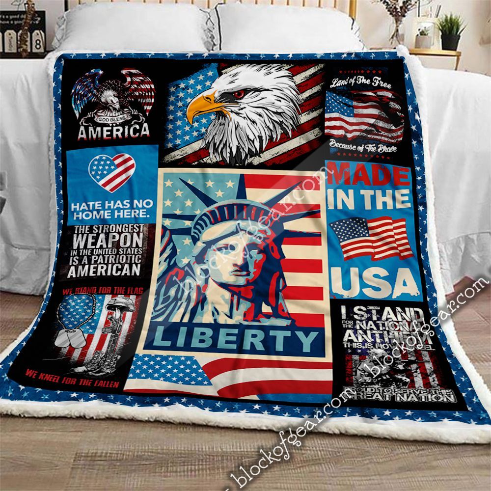 American Patriotic Liberty Sherpa Fleece Blanket