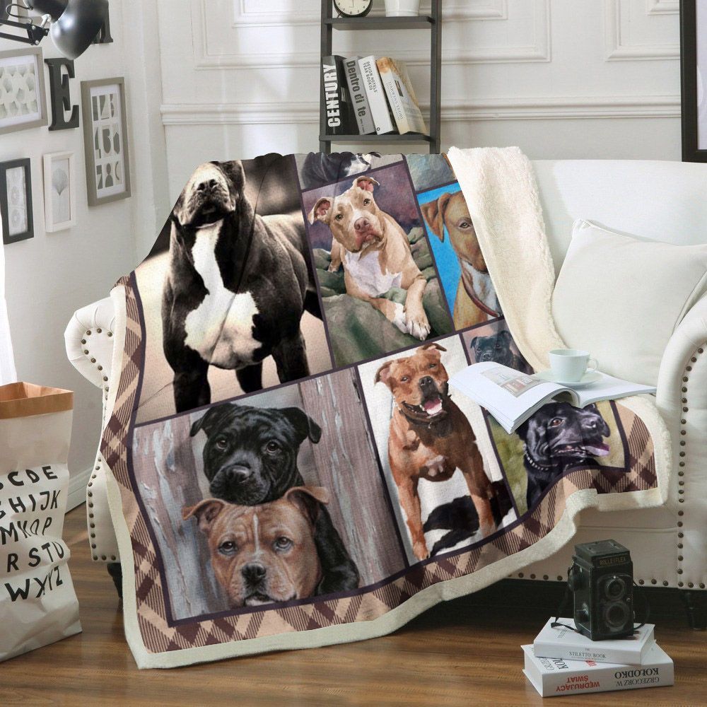 American Pit Bull Terrier Dog Sherpa Fleece Blanket