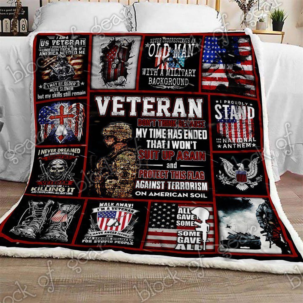 American Proud Veteran Sherpa Fleece Blanket