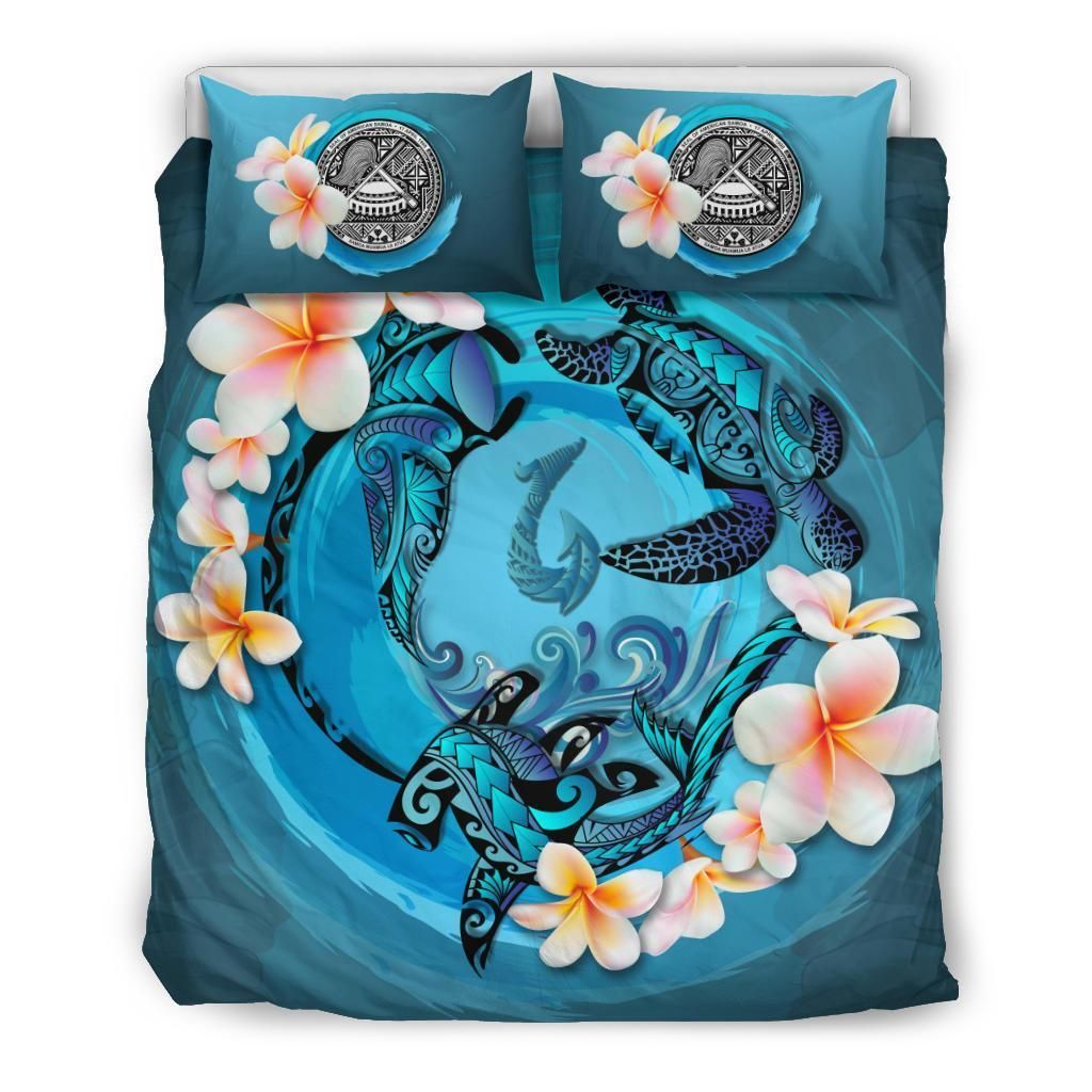 American Samoa Blue Plumeria Animal Tattoo Bedding Set