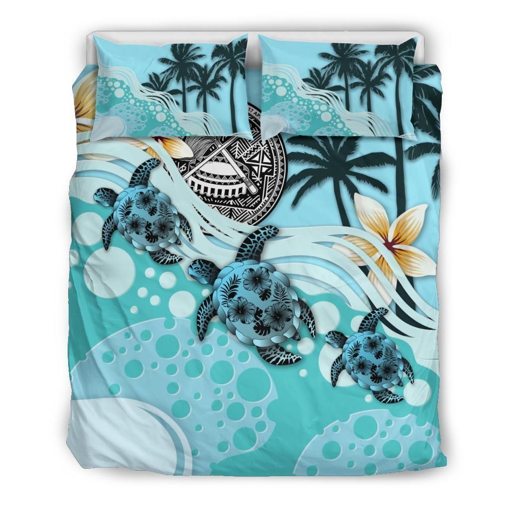 American Samoa Blue Turtle Hibiscus Bedding Set
