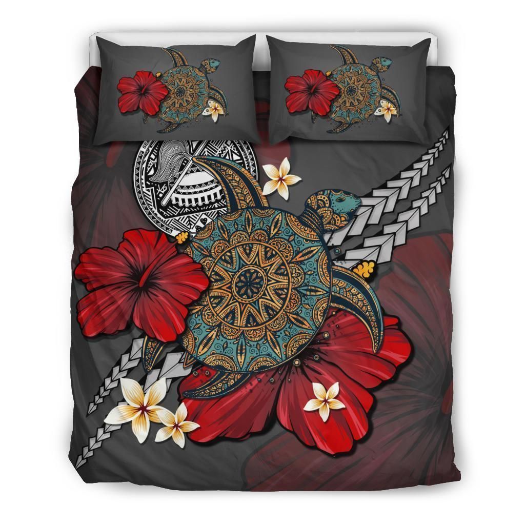 American Samoa Gray Turtle Tribal Bedding Set