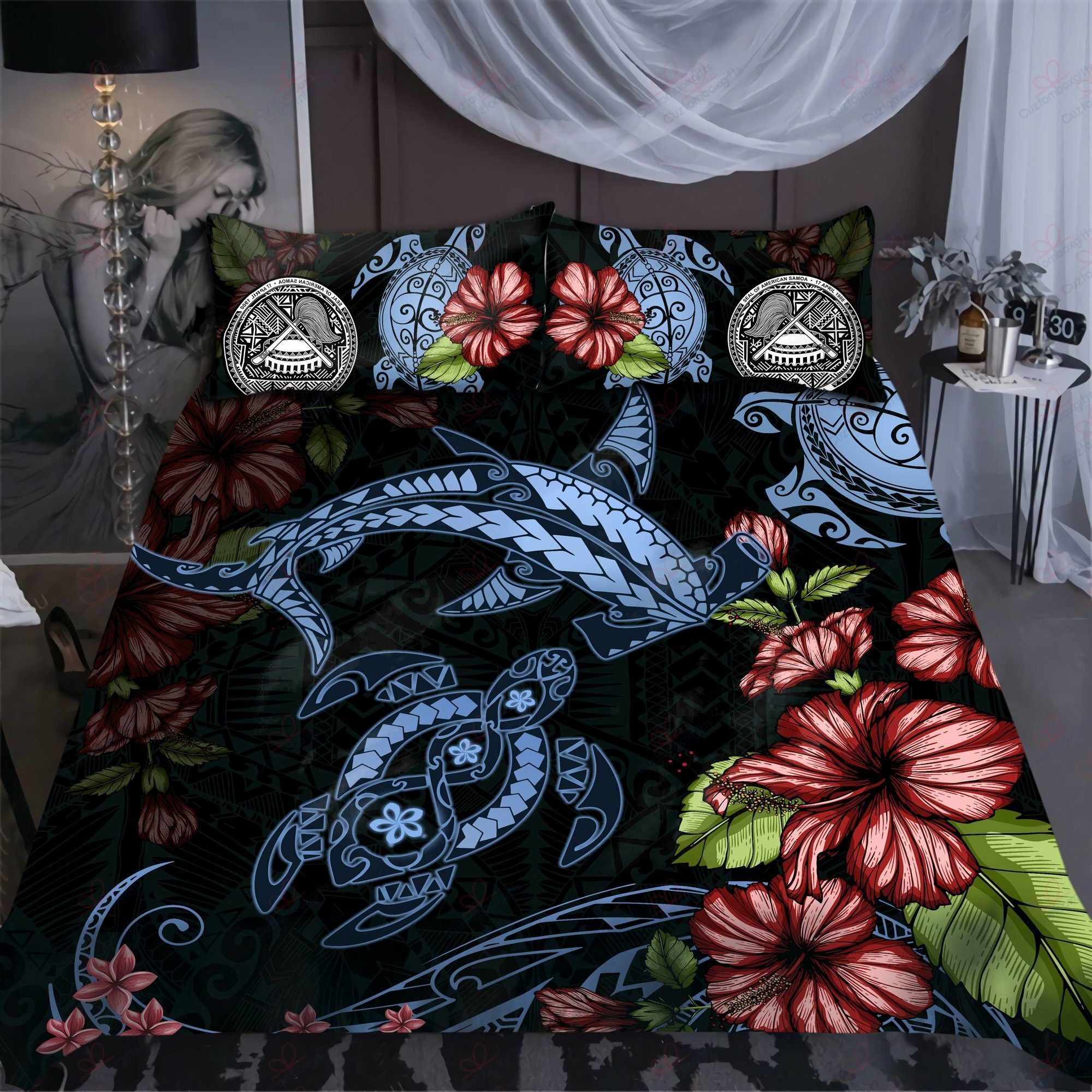 American Samoa Polynesian Sea Turtle Bedding Set