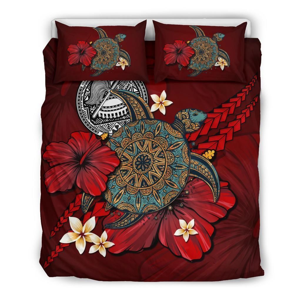 American Samoa Red Turtle Tribal Bedding Set