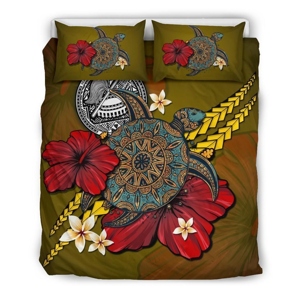 American Samoa Yellow Turtle Tribal Bedding Set
