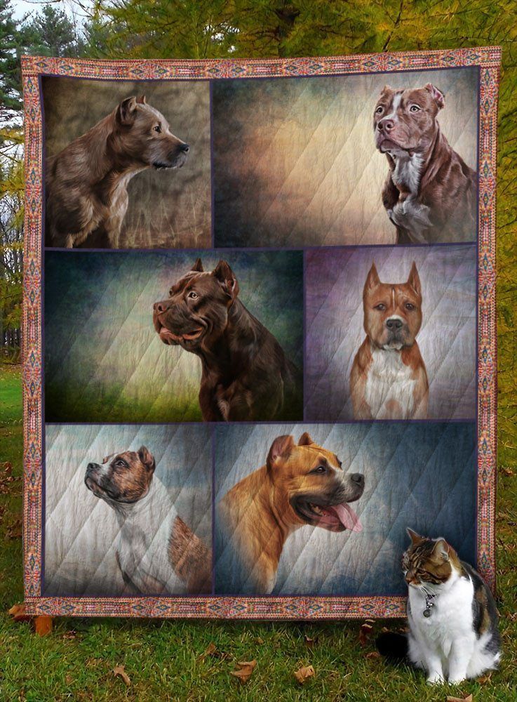 American Staffordshire Terrier Dog D8012 Quilt Blanket