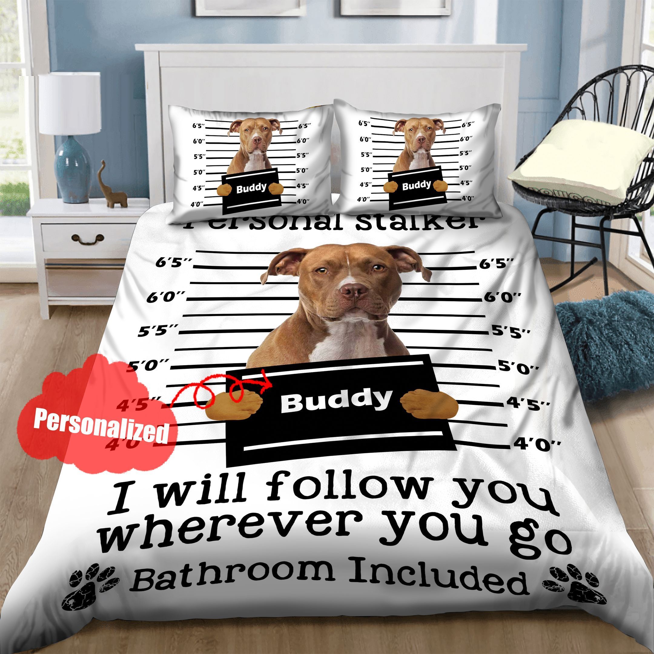 American Staffordshire Terrier Stalker Personalized Bedding Set