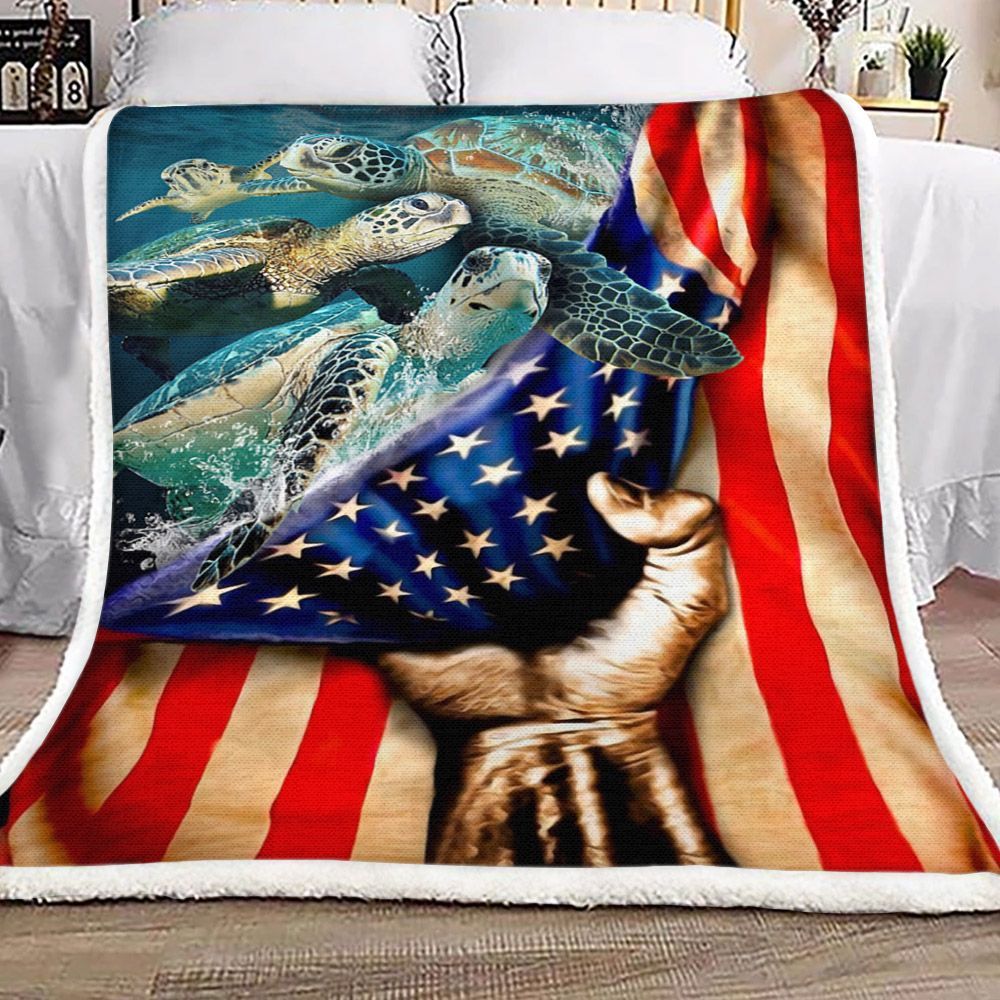 American Turtle Sherpa Fleece Blanket
