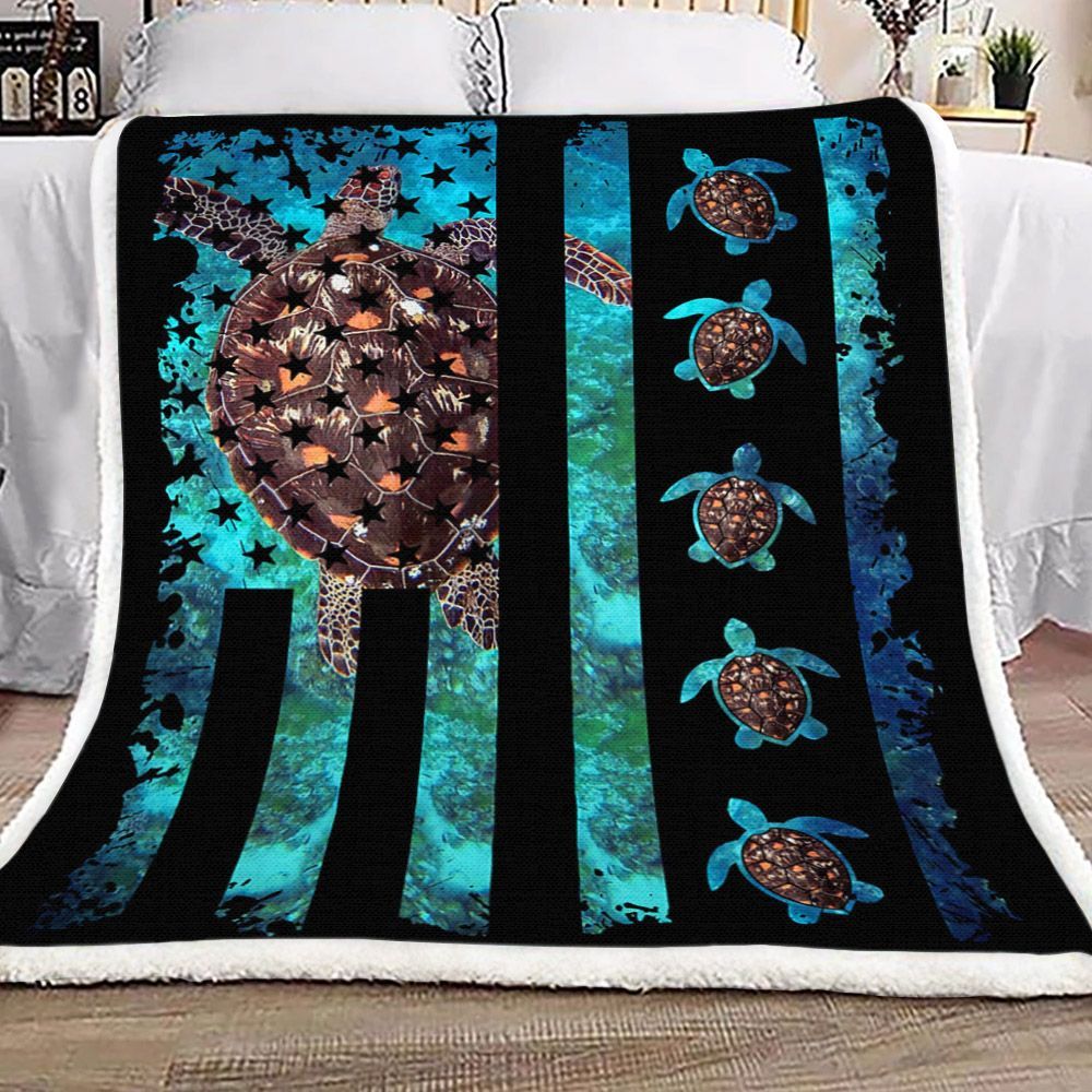 American Turtle Sherpa Fleece Blanket