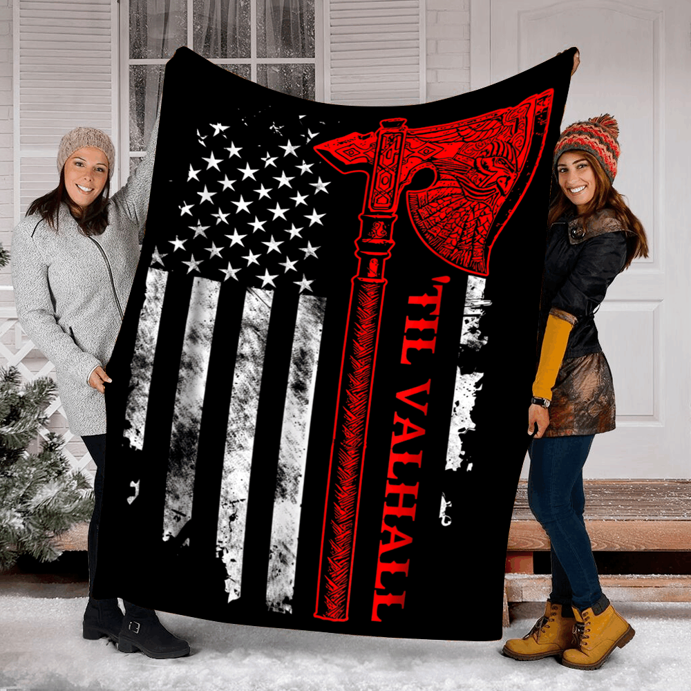 American Viking Axe Flag Sherpa Fleece Blanket