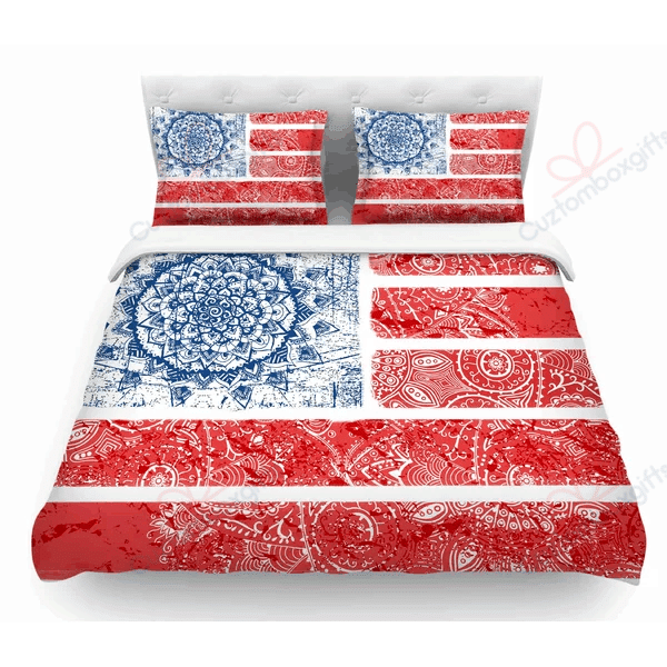 Americana Mandala Flag Printed Bedding Set