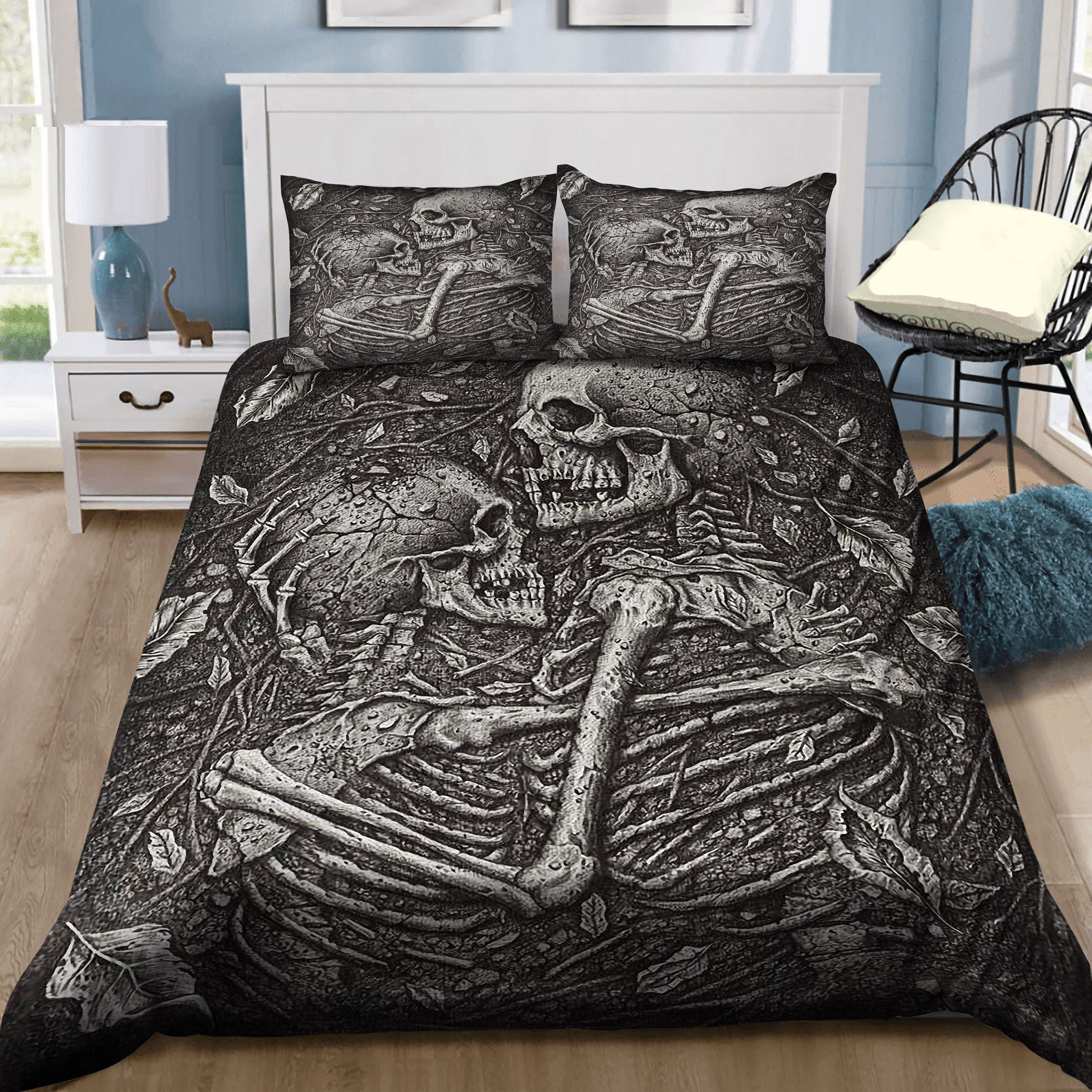 Amor Skeleton Couple Love Bedding Set