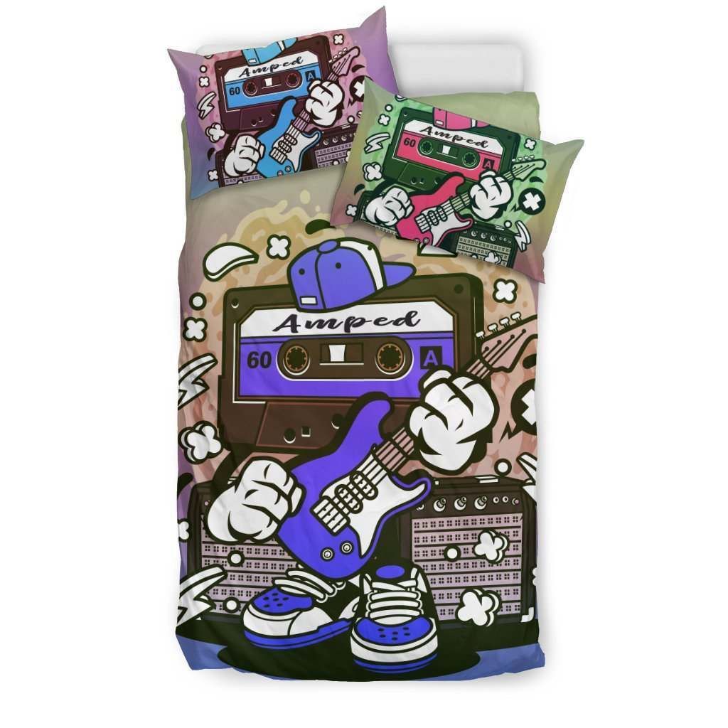 Amped Guitar Musicians and Music Freaks Bedding Set