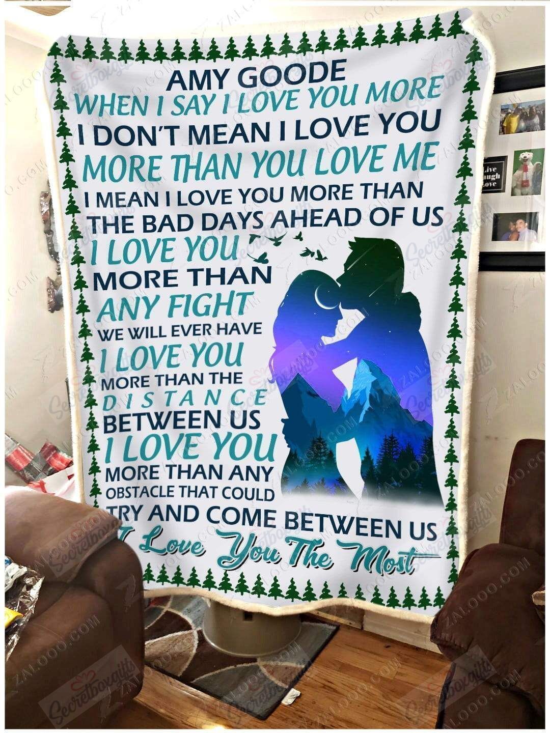 Amy Goode When I Say I Love You More Fleece Blanket